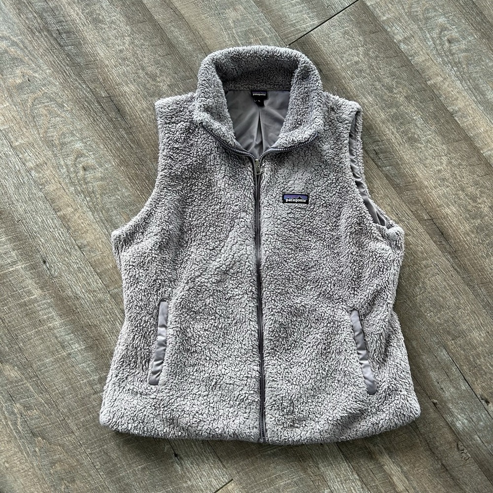 Patagonia Women's Los Gatos Fleece Vest Rustic Gray Purple Sherpa Size XL
